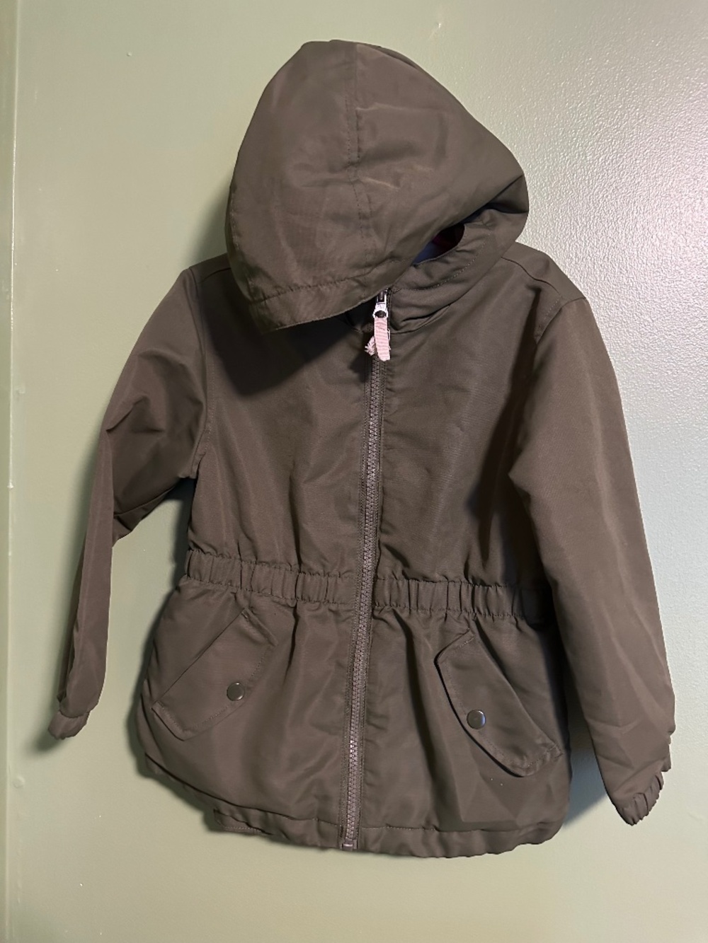 4T Girl Olive Green/light pink winter coat 3 in 1